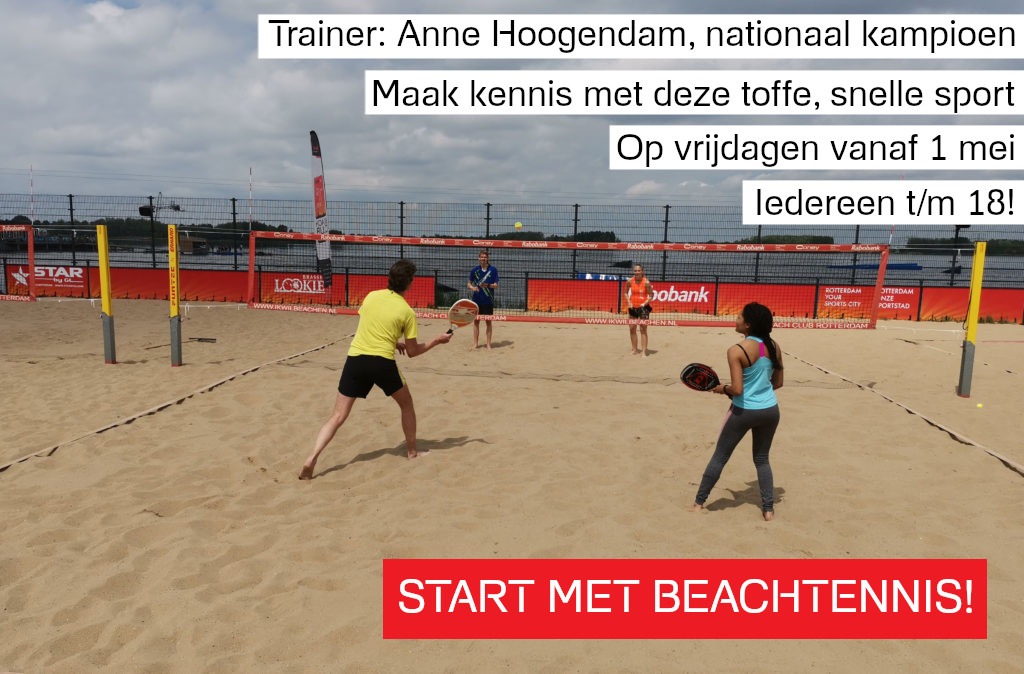 Leef je uit met vier weken beachtennis! (t/m 18 jaar). Zie voor meer info beachclubrotterdam.nl/beachtennis <a href="/KNLTB/">KNLTB</a> <a href="/BeachTennis_NL/">BeachTennisNL</a> <a href="/BeachTH/">Beach Tennis Holland</a> <a href="/nesselande/">Nesselande Rotterdam NIEUWS #strand #boulevard</a>