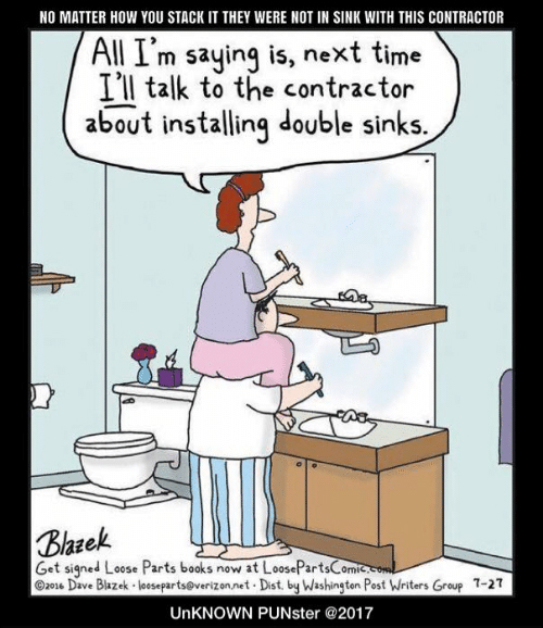 No matter how you stack it, they were not in sink with this contractor.  Our project management software system and weekly meetings ensure we always have constant contact with our clients so this doesn't happen! #welisten #communicationiskey #doublesink