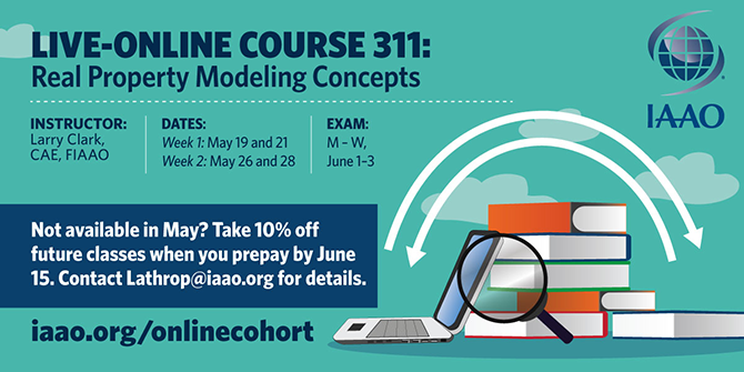 IAAOHQ's tweet photo. IAAO Live-Online Course 311 (30 CEUs)

This course is delivered with a remote instructor via WebEx and students have the opportunity to interact with the instructor and classmates in real-time. Exams are offered through an online proctoring service.
https://t.co/YvpDlUuAAK https://t.co/Di7hC2Gifs