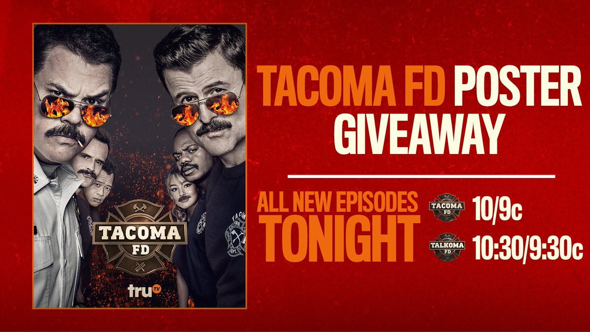 truTV's tweet photo. 🚨Attention Tacoma FD fans!🚨 Tell your friends! We have some posters to give away after TONIGHT'S SHOWS. Check your inbox for a direct message tonight to see if you get a free poster.🤞 https://t.co/XcY3pbiIni