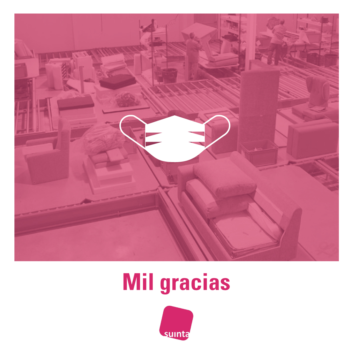 suintasl's tweet photo. Desde Suinta solo podemos dar las GRACIAS. Gracias a nuestro equipo por estar cosiendo mascarillas. Y gracias a todos nuestros trabajadores por ayudarnos a crear los sofás más increíbles ❤️ 

#Diadeltrabajador #Diadeltrabajo #1M https://t.co/GqbWcufQbg