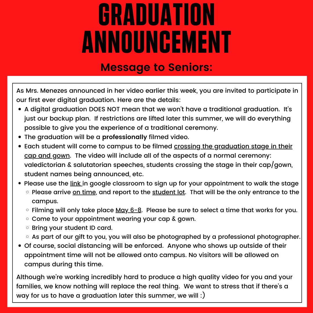 Additional graduation details for seniors!!!