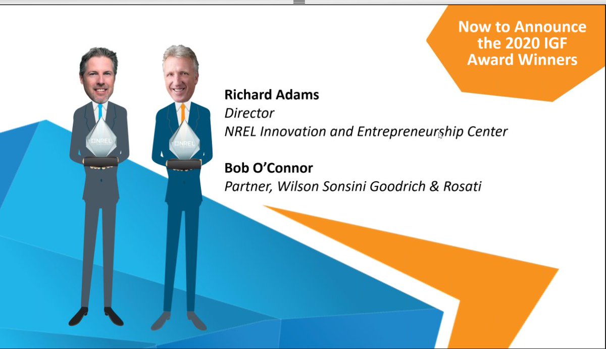 InnovateNREL's tweet image. Congratulations to @NREL&apos;s #IGF2020 award winners @LaderaTech, @cove_tool and @LocusAg! Selected for innovative excellence in #cleantech and #agtech. Announced by IEC&apos;s Richard Adams and @wilsonsonsini&apos;s Bob O&apos;Connor at this morning&apos;s award ceremony.  bit.ly/2Ykvsio