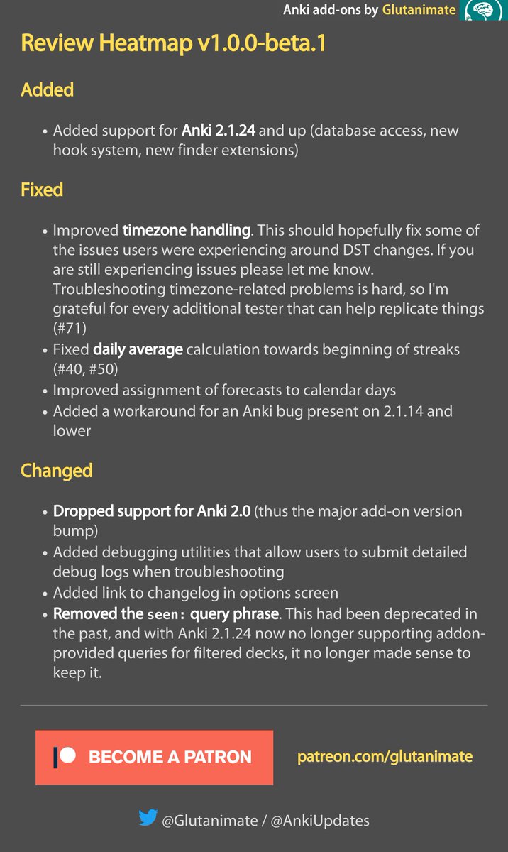 Review Heatmap v1.0.0-beta.1 is now available on GitHub!: github.com/glutanimate/re…

Let me know what you think via <a href="/glutanimate/">Glutanimate</a>
Support my work: patreon.com/glutanimate

#AnkiAddons #AnkiSRS #Anki #SpacedRepetition