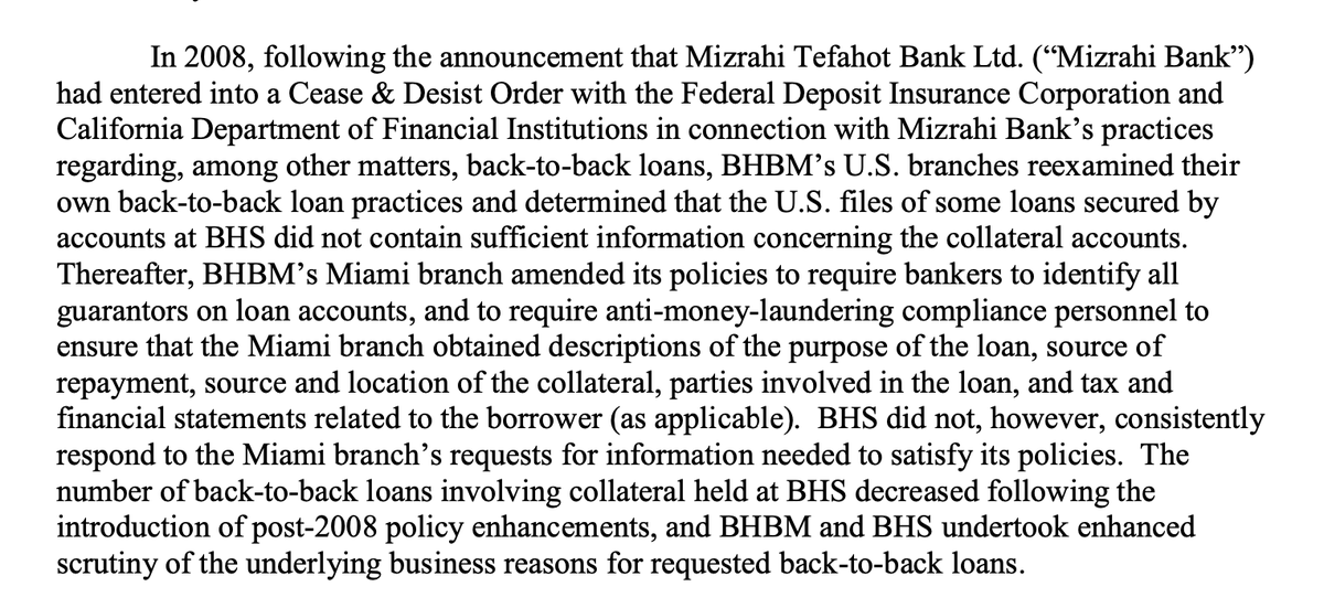 Mizrahi Tefahot Bank got nailed for this exact same behavior in 2009. BHS' Miami subsidiaries...didn't really follow the rules laid out. Mizrahi Bank was re-prosecuted one year ago for breaking this agreement.