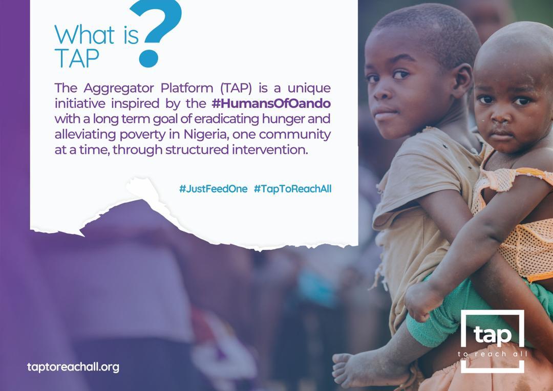demolaogunbanjo's tweet photo. We, the #HumansOfOando, are also committed to #ZeroHunger &amp; poverty alleviation in Nigeria, 1 community at a time, through The Aggregator Platform (TAP). 

Join us, #JustFeedOne; N14,000 to feed a family of 6 for a month

https://t.co/o4gEoZo5Wf

#AdemolaOgunbanjo @taptoreachall https://t.co/GERjOFTsOw