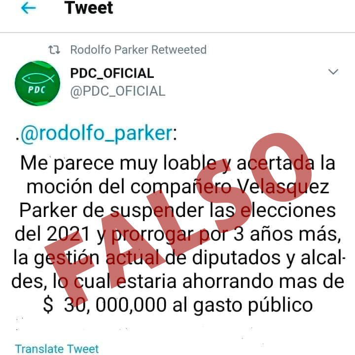 PDC_0FICIAL's tweet photo. TOTALMENTE VERDADERO. 
El diputado @rodolfo_parker  ha emitido declaración en ese sentido.
(imagen de tuit VERDADERO) https://t.co/DqvPD03oHh https://t.co/cRsnR0jjpC