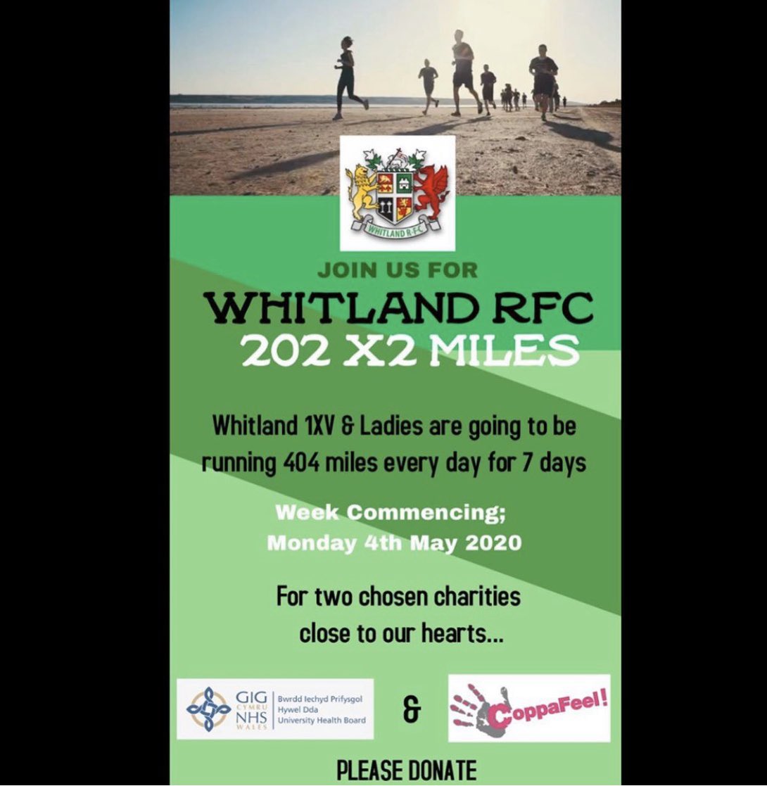 whitlandrfchome's tweet image. What you’ve all been waiting for!! The big reveal!!  404 miles a day for 7 days!!! 

@WhitlandLadies @AllWalesSport @whitlandyouth1 @tigers_whitland @whitland_s @juniorborderers @FraserMercsport @RileySports