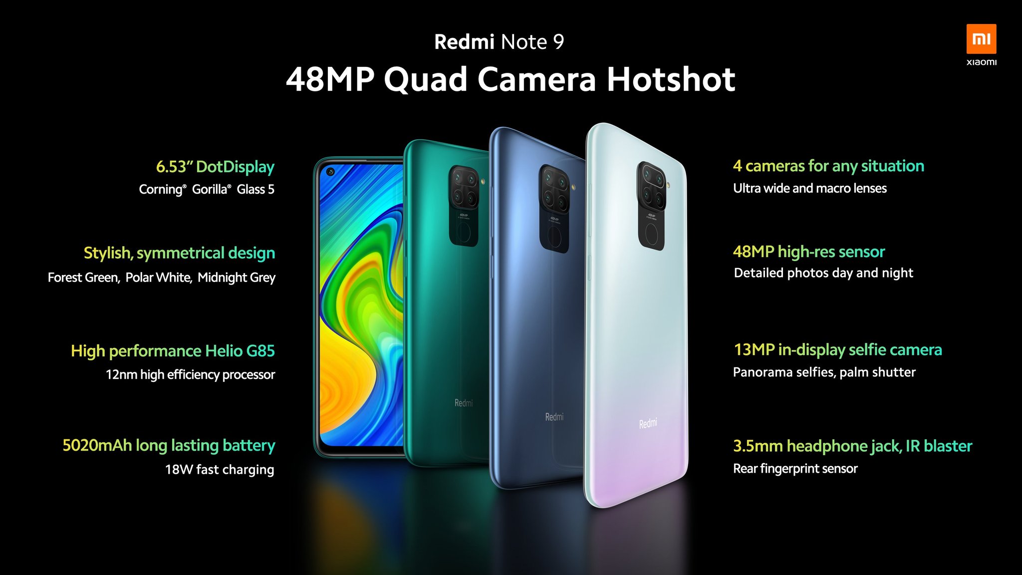 Смартфон Xiaomi Redmi Note 9 4/128gb (NFC), белый
