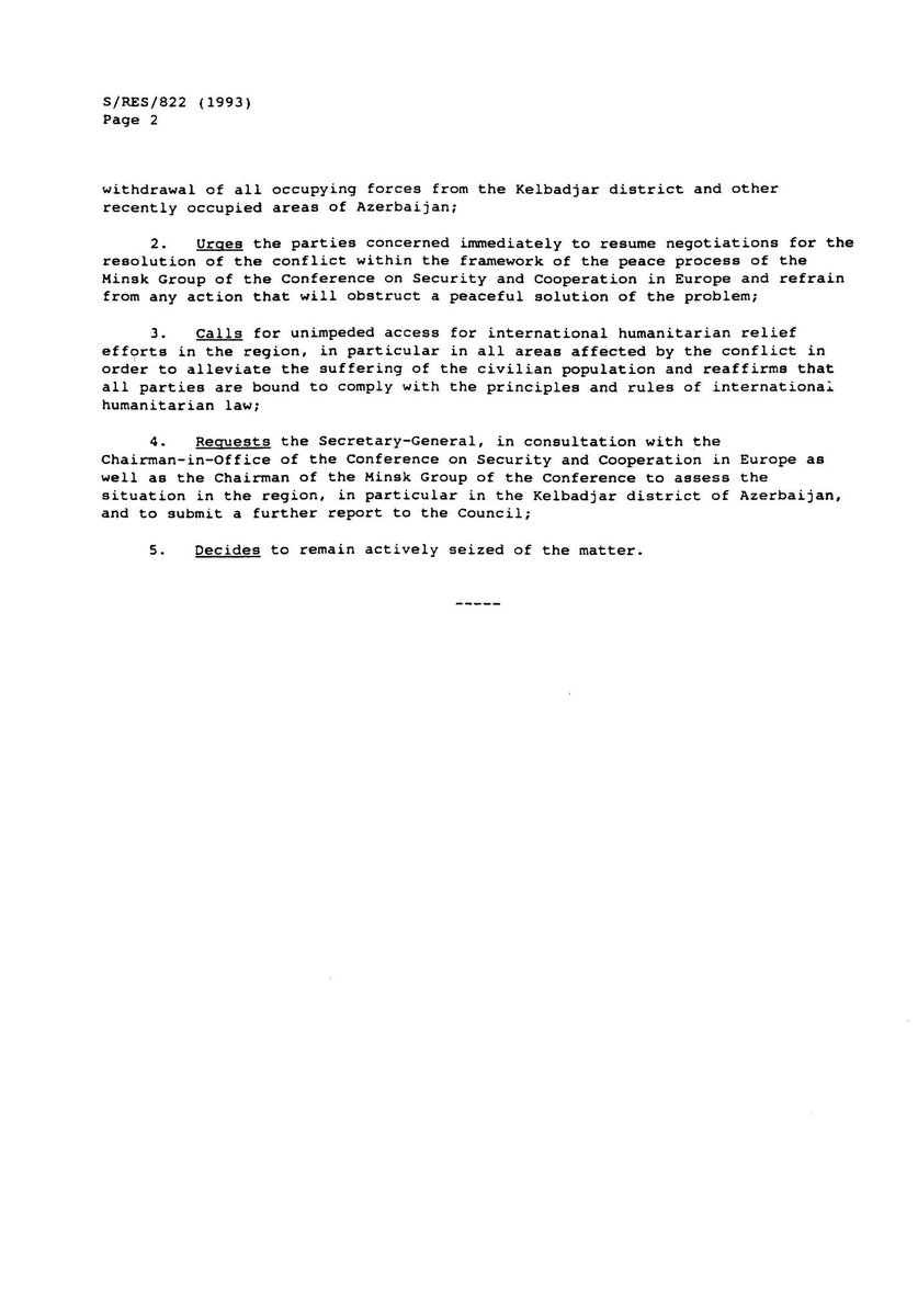 ArmenOccupWatch's tweet photo. After the #occupation of #Kalbajar,  #UNSC adopted the #Resolution822 on 30 April, 1993, which condemned the use of force against #Azerbaijan 🇦🇿 &amp; called for immediate withdrawal of occyping forces. Still #Armenia continues to ignore norms &amp; principles of #internationallaw! https://t.co/qOmeMd6JBA