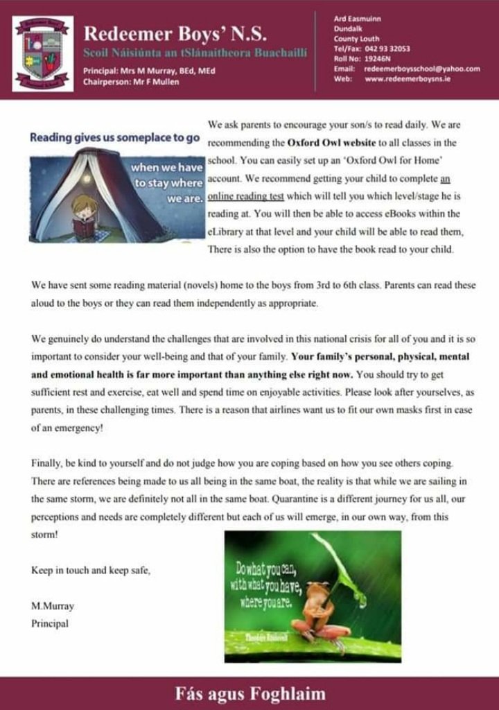 Today's update from our principal Mrs Murray 🌞