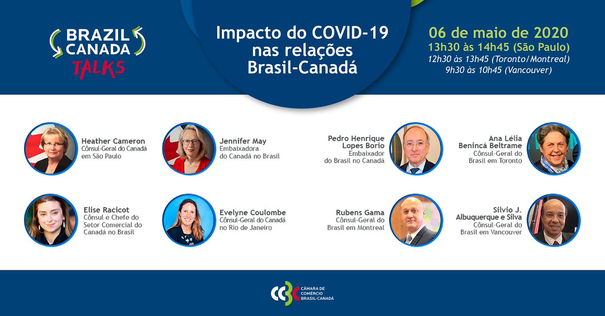 ConsBrMTL's tweet photo. A @CCBC_BrCa organiza, nos dias 6 de maio (PT) e 8 de maio (EN), o webinar sobre o cenário atual da Covid-19 e perspectivas de retomada dos negócios. Mais informacões e inscrição no link: https://t.co/vYvKQ6gEHG https://t.co/8AnRF41zwx