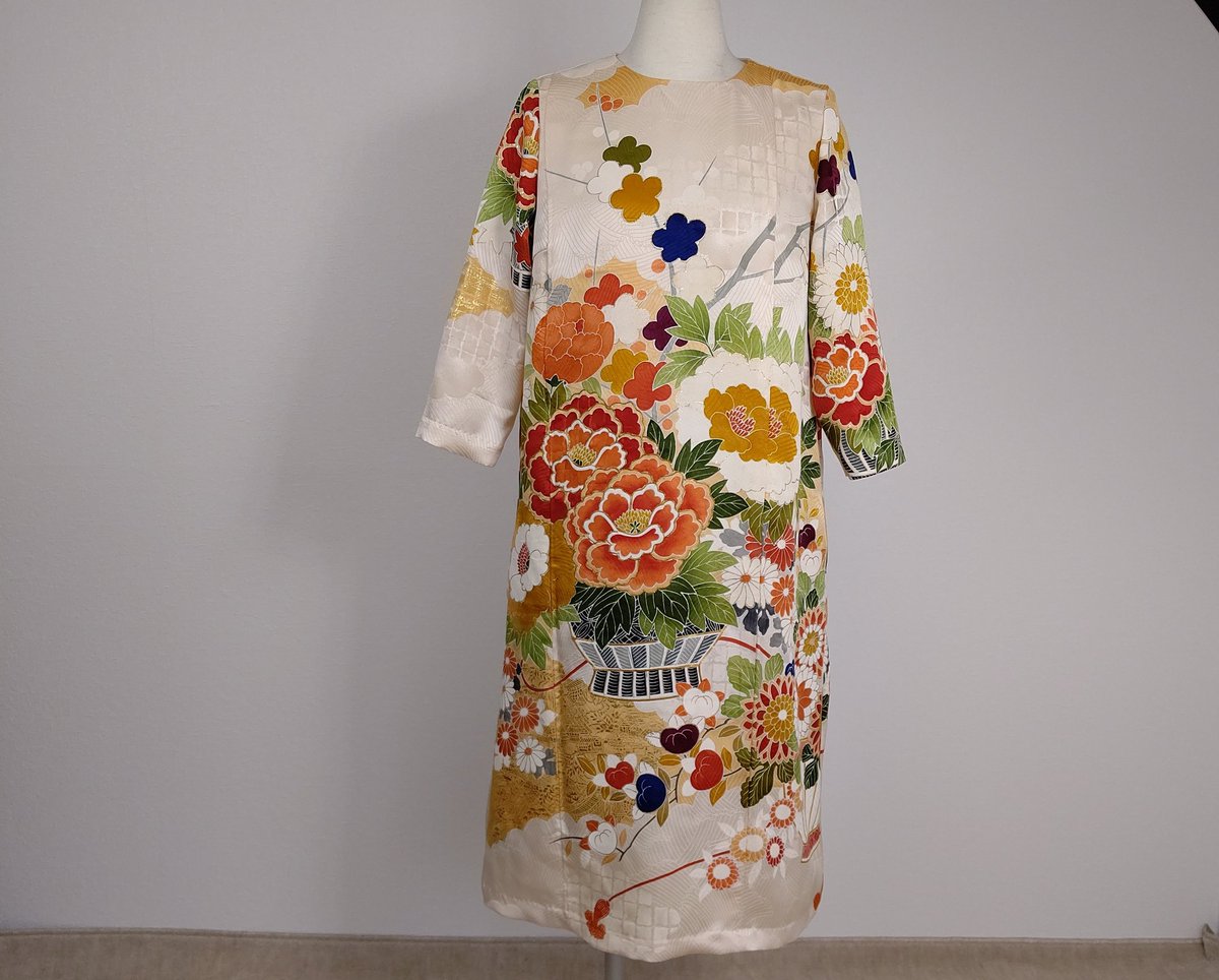 着物リメイクワンピースドレス