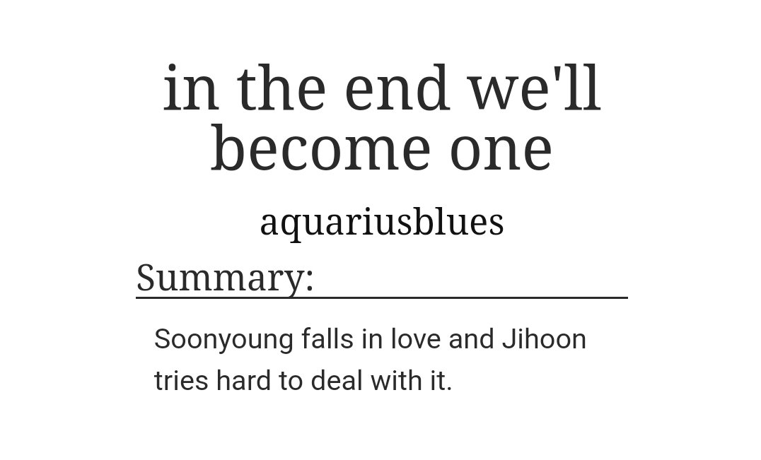 in the end we'll become oneby  @aquariusblues_ (ao3: aquariusblues)-soonhoon + more-stop being whipped for each other challenge: failed-soonyoung you brave man ily https://archiveofourown.org/works/14716050 
