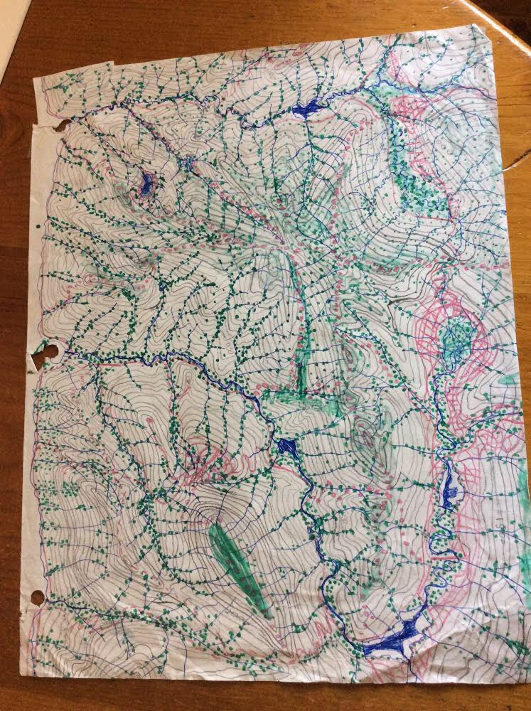 When I was a kid I would draw these super complex topographic maps when I was bored or sensory overloaded in class. I used to hide or throw them away but turns out my mom kept some. Thinking about this now as I try to untangle some of my  #Neurodiversity stuff.