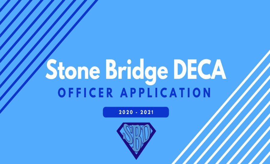 Hey Stone Bridge DECA! Are you interested in becoming a DECA Officer for the 2020-2021 school year? Applications are out! Those applying need TWO teacher recommendations and to submit that and the application by May 15th! Link to application: lcps.org/Page/83694