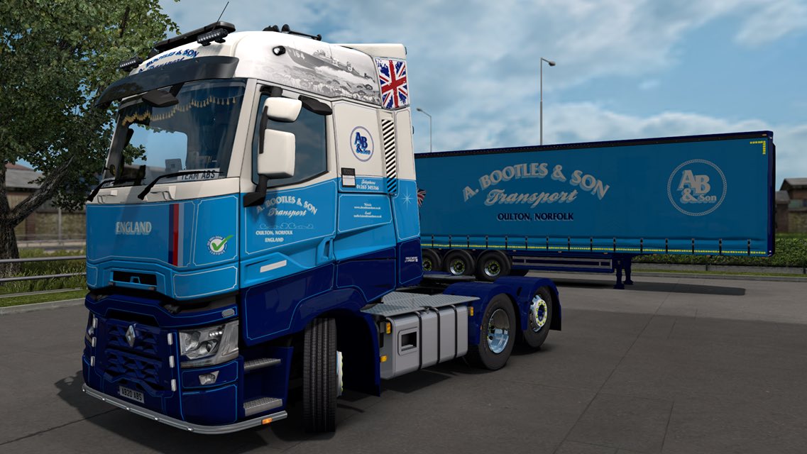 ABSTransport's tweet photo. Our Driver Nick “Spook” has made it to be one of the 32 selected from 3,100 entries! Please vote for his truck on 3 May! @SCSsoftware @RenaultTrucksCo @RenaultTrucksUK @ItsRadioJay @rescue193uk @Trucker__Andy #TWC2020 #RenaultTrucks https://t.co/xiZEO21UUS