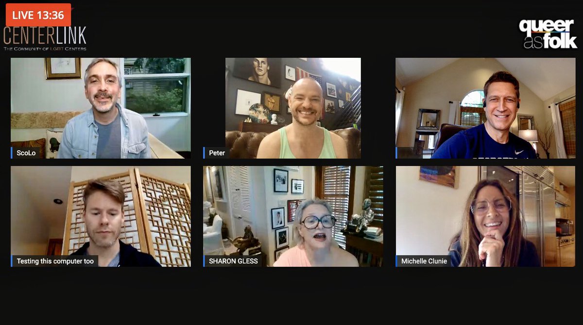 "We even did a test run to get ready to connect with you all! The QAF 20th Anniversary Livestream to raise money for CenterLink! 11am PST/2pm EST. See you then!!"
Thanks to Robert Gant

#RandyHarrison #JustinTaylor #Justin #QueerAsFolk #Qaf