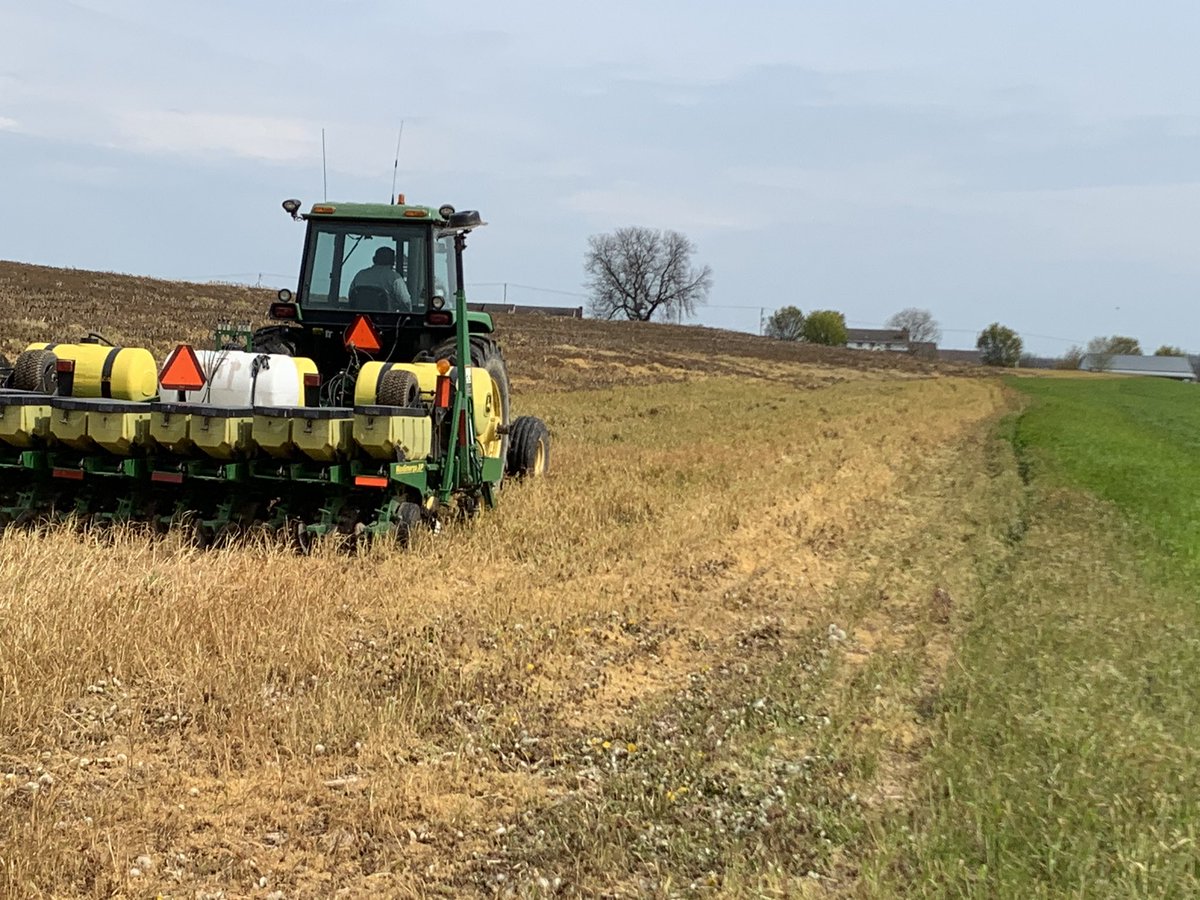 Lanc_ext_Jeff's tweet photo. Mudded in a seed treatment test plot Wednesday afternoon before the big rain. Smart? Dumb? Will see if the fungicide improves emergence and final stands! https://t.co/3EsQ4qBuEU