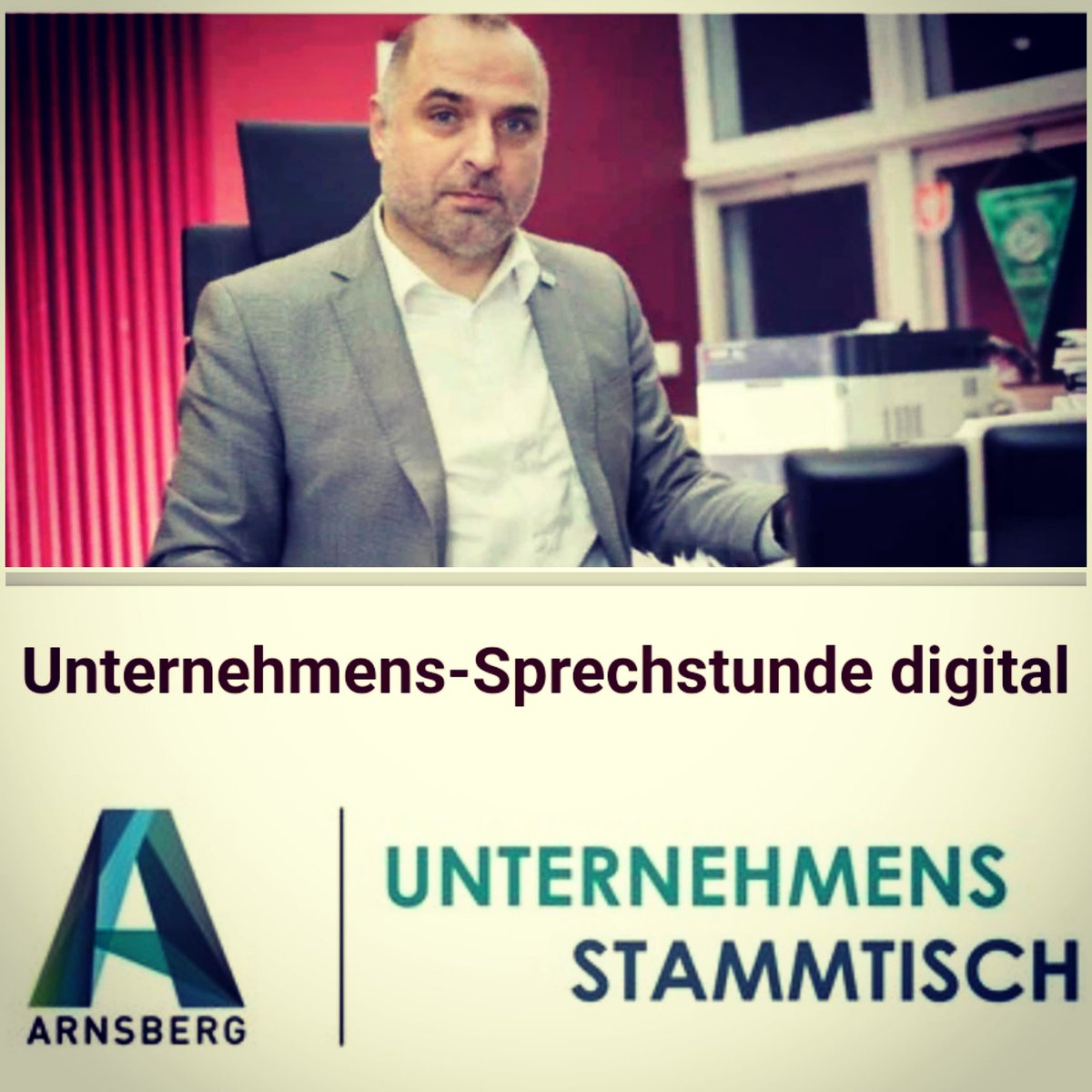 #digitale #Unternehmenssprechstunde
04. und 11. Mai 12 bis 14h  

arnsberg.de/buergermeister…

#virtueller #Unternehmensstammtisch 
voraus. 13. Mai vormerken!
Näheres folgt

arnsberg.de/wirtschaft/unt…

@AllesArnsberg #Arnsberg <a href="/ArnsbergAktuell/">Stadt Arnsberg</a>
#Wirtschaft <a href="/DFArnsberg/">Digitales Forum Arnsberg</a> <a href="/ArnsbergDigital/">Arnsberg digital</a>