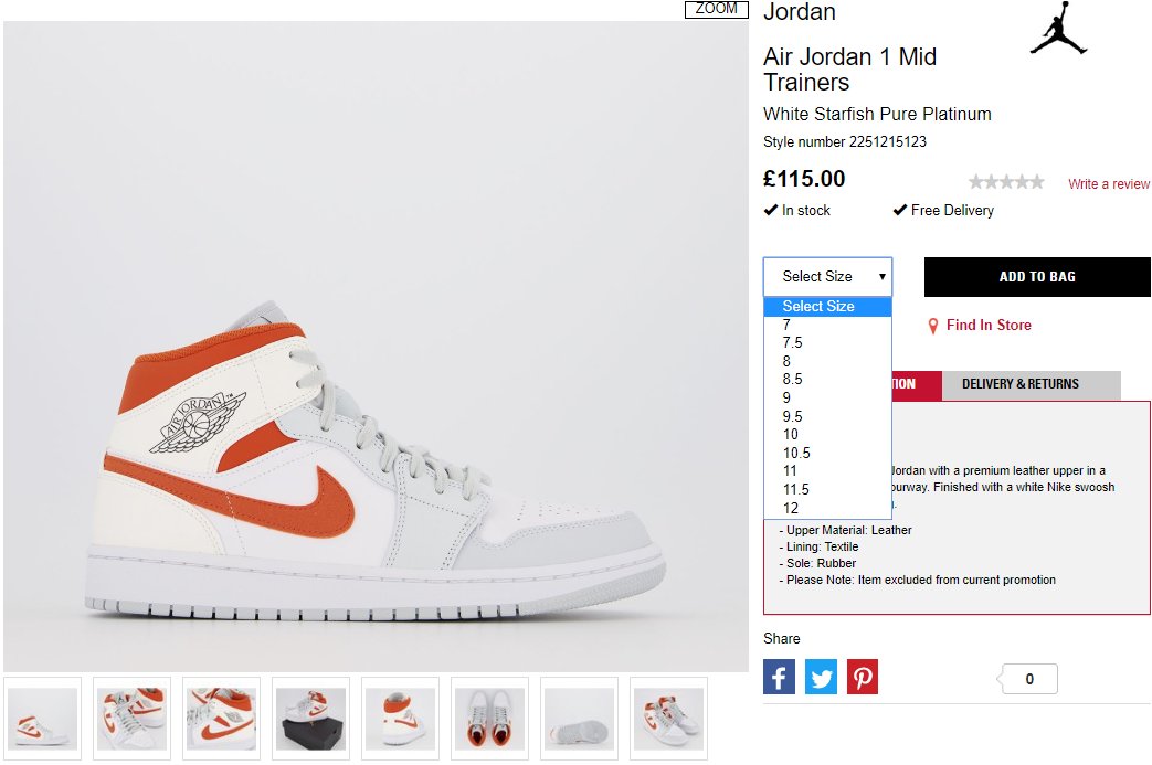 air jordan 1 mid trainers white starfish pure platinum
