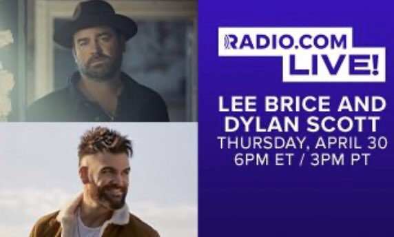 Watch <a href="/leebrice/">Lee Brice</a> and <a href="/DylanScottCntry/">Dylan Scott</a> today at 6 pm in <a href="/Radiodotcom/">RADIO.COM</a>! #fandemic