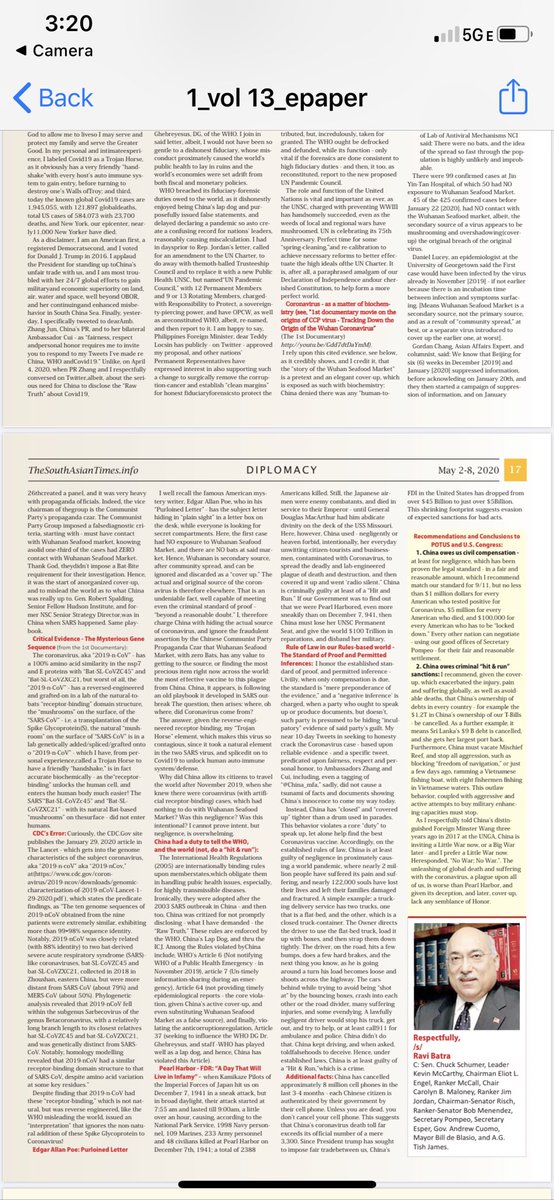 RaviBatra's tweet photo. In an exclusive interview to @TheSATimes, instead of #war, #RaviBatra🇺🇸wants #China to open up to find #correct_vaccine for #2019_nCoV, hold a new #Yalta_Conference to avoid a #Perfect_Storm, & add a new #UNSC - #UN_Pandemic_Council. Otherwise, our #ecosystem 🌎🌍🌏will be hurt. https://t.co/CXYYW83D1P