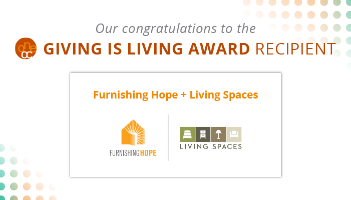 OneOC's tweet photo. 15 OC nonprofits nominated hands-on and highly engaged partner companies for the @OneOC #SOV2020 GIVING IS LIVING Award. The GIVING IS LIVING Award Recipient is #Furnishing Hope and #Living Spaces! https://t.co/27D6tjWI7V