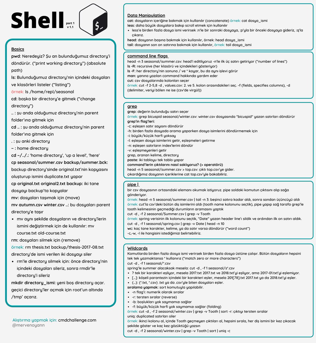 Shell cheatsheet, Türkçe, v1.1 🕺🏻