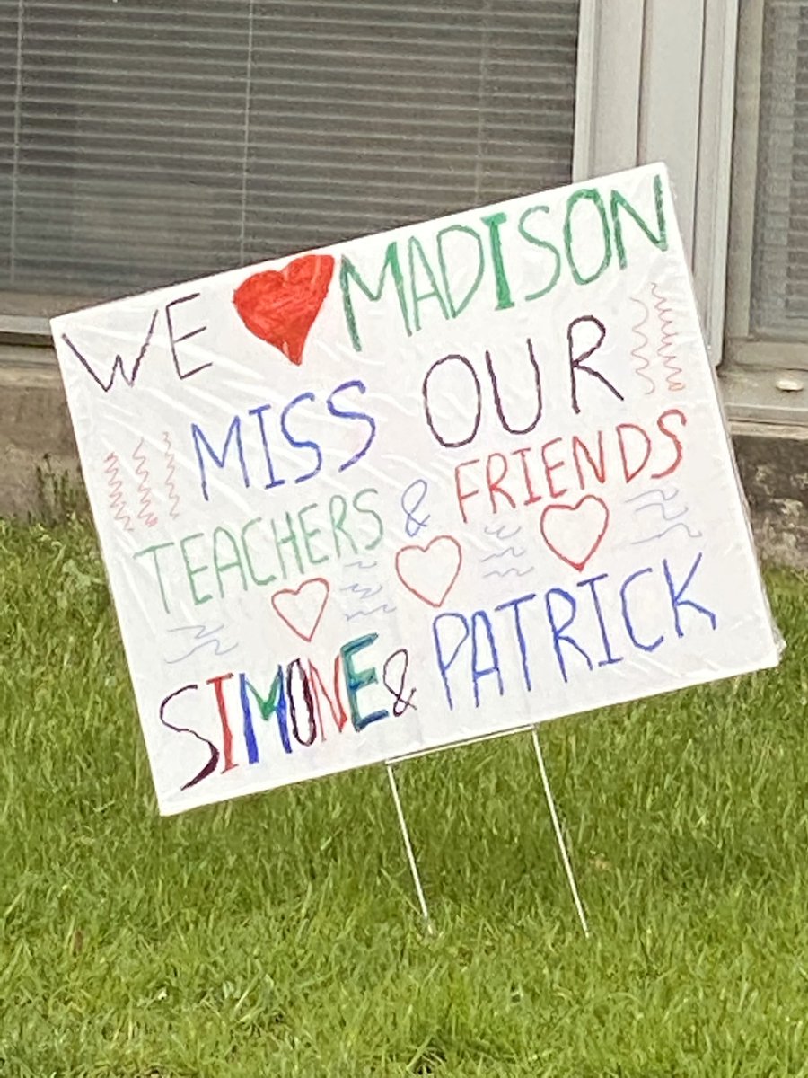 Such wonderful students we have who left this sign at Madison! We miss you too! Looking forward to the day when we can be safely back at school together! <a href="/SkokieSD69/">School District 69</a> #D69spreadjoy