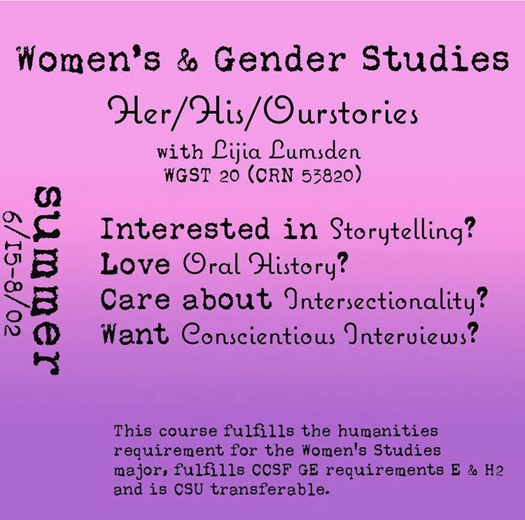 CCSFCollective's tweet photo. Also hear about our upcoming #WomensAndGenderStudies classes like #OurStories (the summer class still has spots left!) and the new course on #ToxicMasculinity in the Fall, the return of #SelfDefense classes, #ProjectSURVIVE, and more (: https://t.co/kJaiBXERWJ