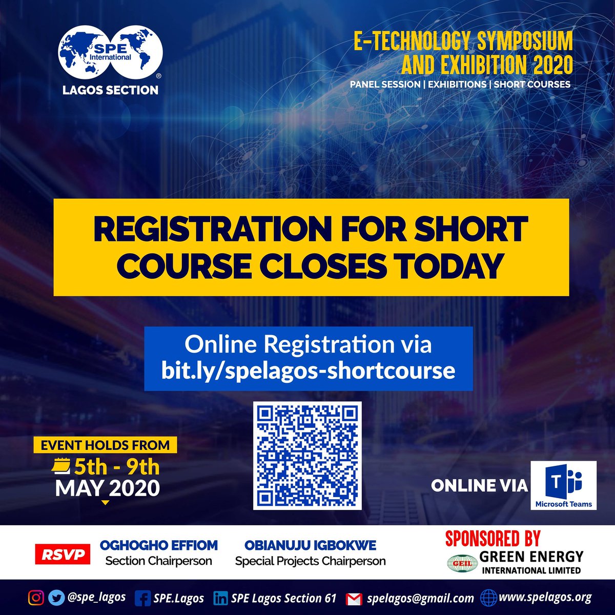 spe_lagos's tweet image. Have you registered? Few hours to go, registration closes today at midnight.

Register now via bit.ly/spelagos-short…

Visit bit.ly/spelagos-ETS download the Short Courses brochure.

#SPELagos #SPEStrong #TechnologySymposium #Exhibition #Shortcourses #Knowledgesharing