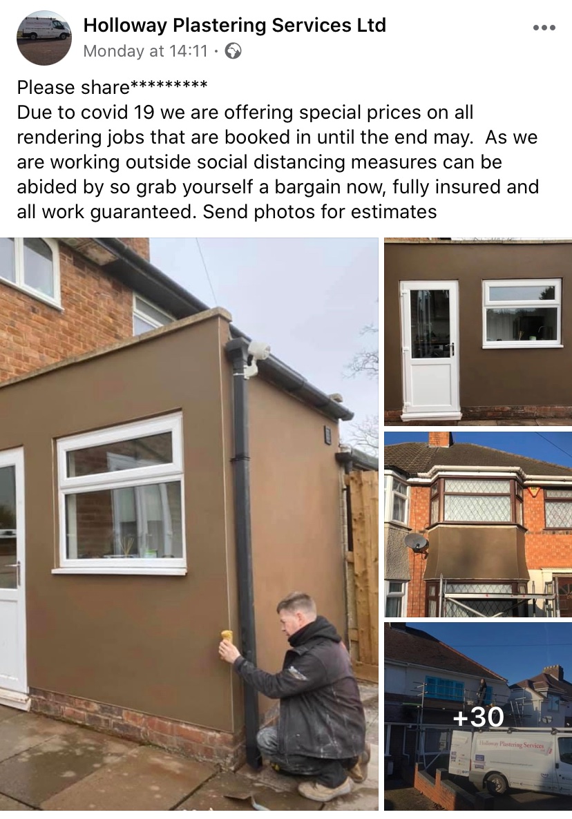 We are still operating through the pandemic on rendering jobs and untenanted properties where social distancing rule can be abided by.