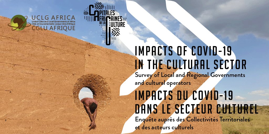 The effects of the health crisis caused by #COVID__19, UCLG Africa is launching this continental survey aimed at cities: surveymonkey.com/r/B99XZF7 and cultural actors : surveymonkey.com/r/HVTGL3T on the continent. Crisis are being felt in the #arts and #culture sector around the world