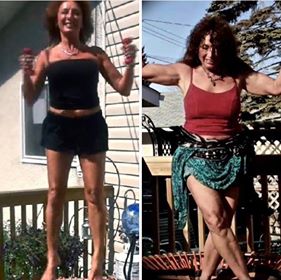 BookBounce's tweet photo. Joy, co-author of The Bounce book. Before and After pics, 2 years apart. Seriously, Bouncing with Light Weights WORKS! And ... it's fun. https://t.co/s6lTuTsH0r