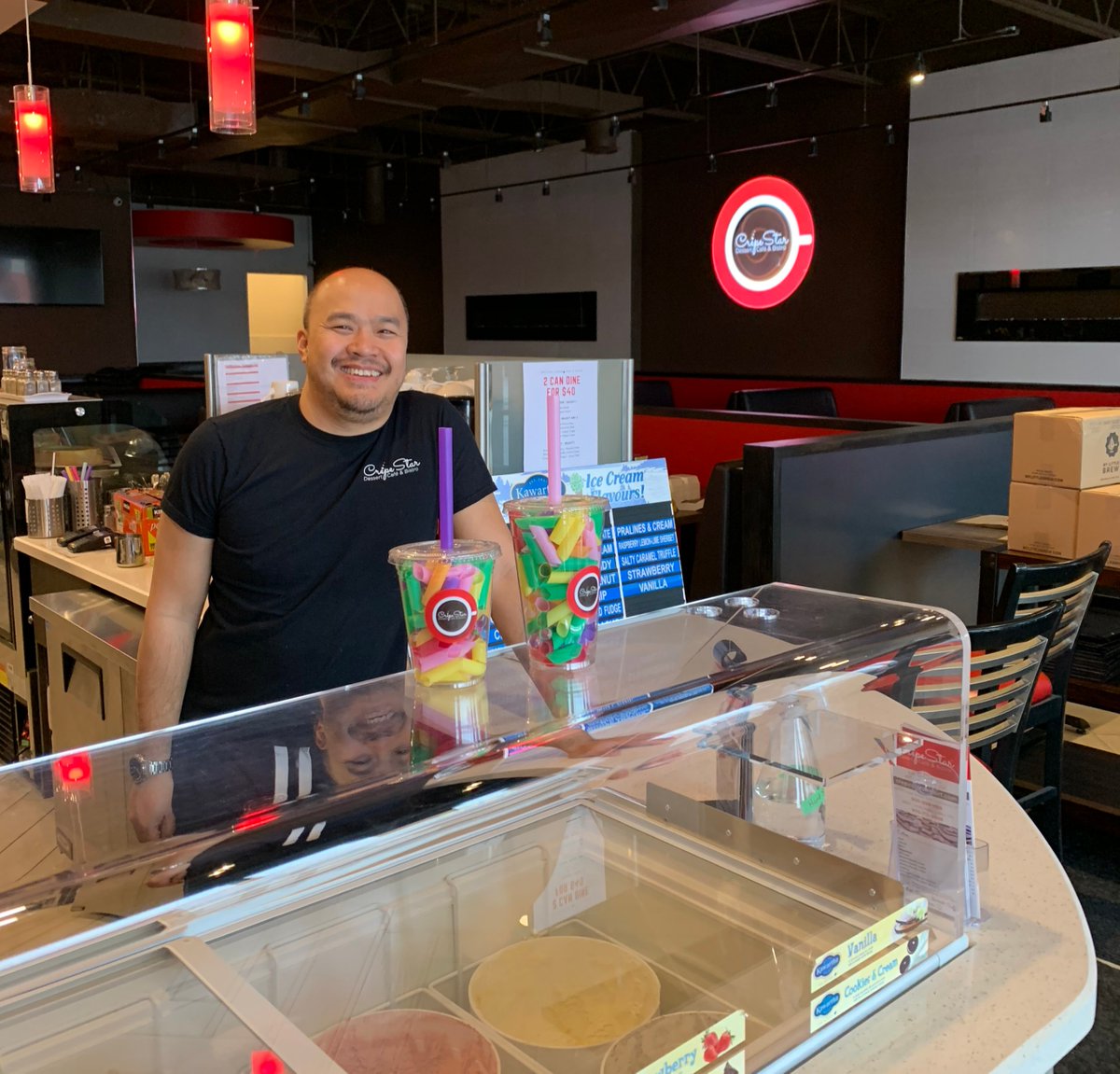 looklocalnewaur's tweet photo. Thank you to local business owners &amp; employees keeping our local community going. When we're out doing errands we're always greeted with a smile. If you have a photo of a retail worker who brightened your day please send. We'll post. Thanks Vy at @crepestar @ChameleonLocal https://t.co/BZ2cxhez8Q