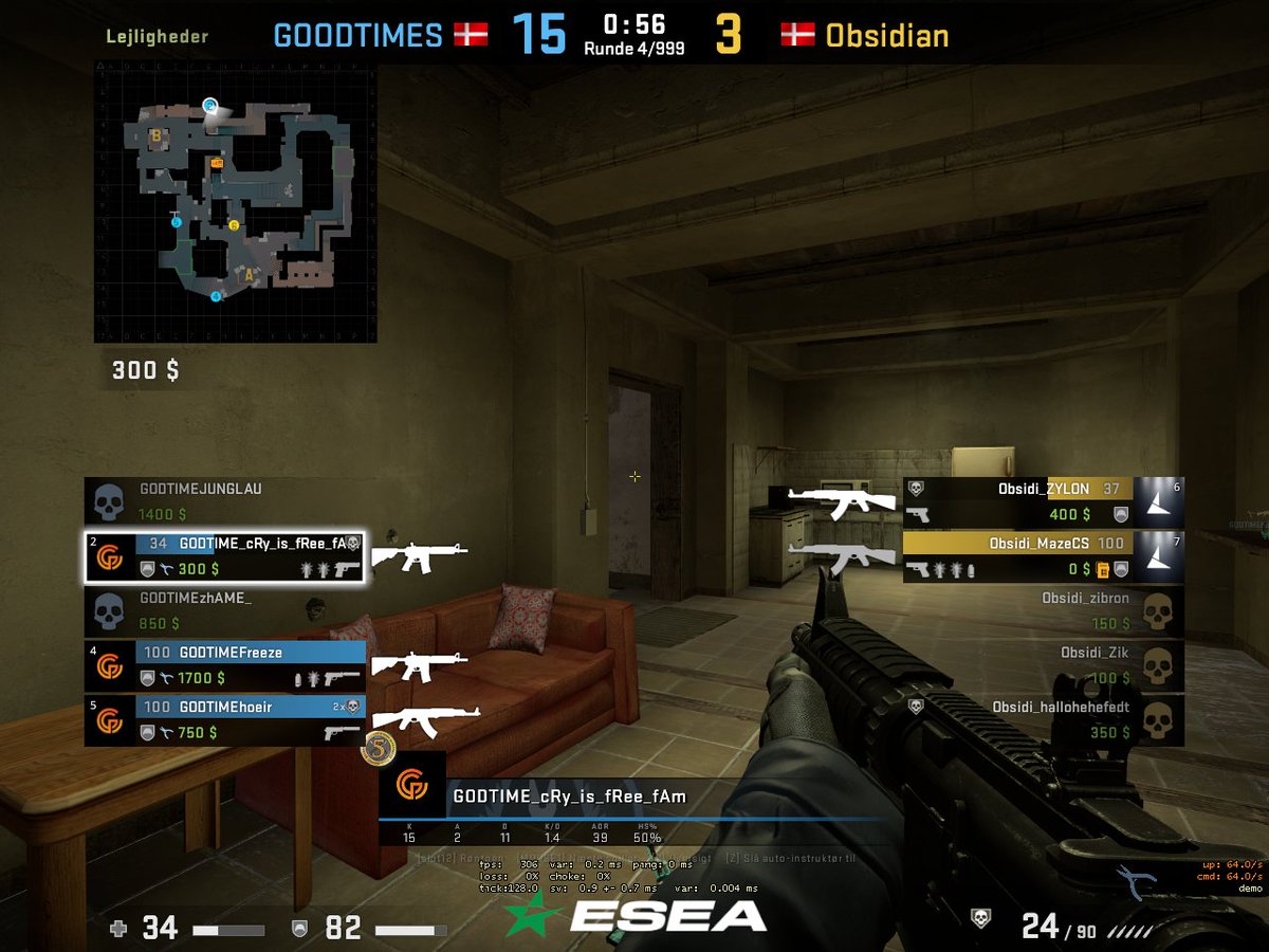 Vinder 16-3 over @Obsidian_gg i vores anden kamp <a href="/ESEA/">ESEA League</a> Main! gg <a href="/MazeCSGO/">Maze</a> <a href="/zibronCSGO/">Søren Geertsen</a> og co. 2-0 nu, vanvittig performance af teamet @JUNGLAU1 <a href="/CS_Freeze/">Sean Hulstrøm</a> <a href="/hoeirupCSGO/">hoeirup</a> @HaugeCSGO