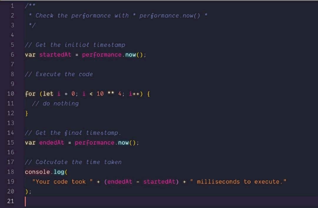 curiouslad07's tweet image. Now check the code performance with performance. now()
P. S. Why performance. now() is better?
developers.google.com/web/updates/20…
#jstrend
#javascript
#corejs
#jscommunity