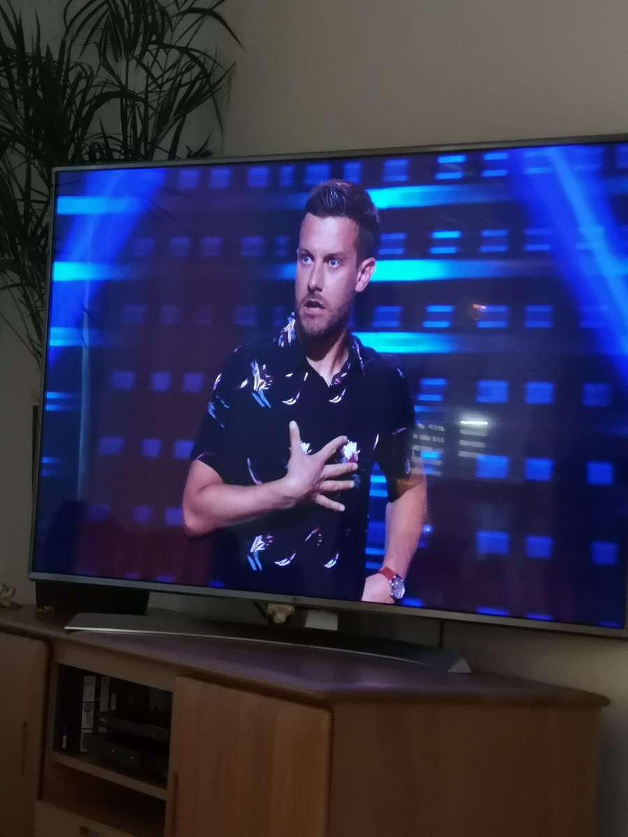 AmyChater's tweet photo. We were supposed to be at the theatre watching @IAmChrisRamsey tonight. Not quite the same but we've got you on the telly! https://t.co/by8Xxkv4uN