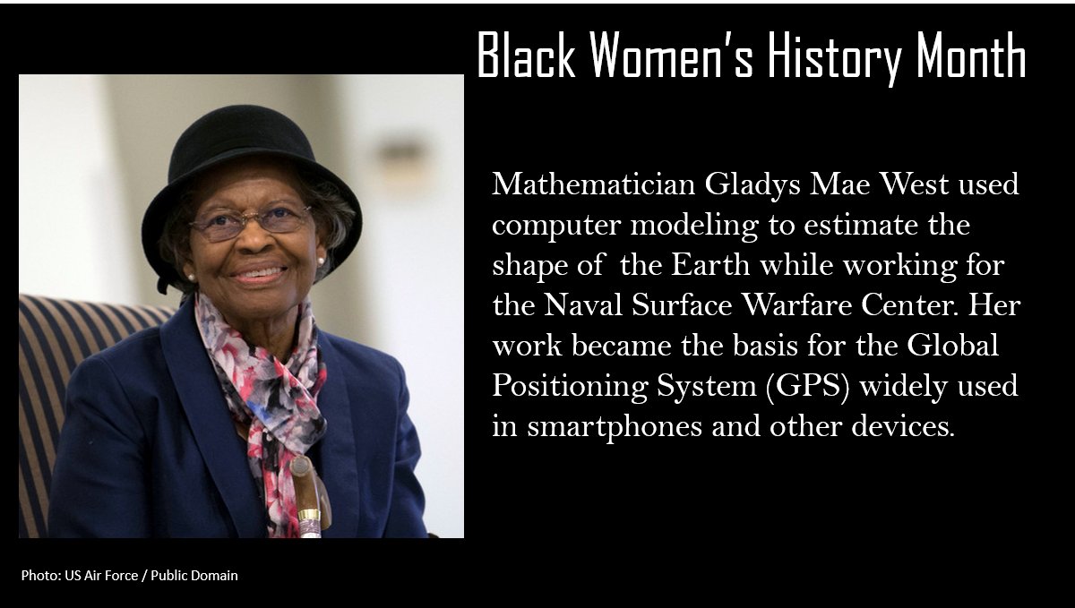 NSF_NSB's tweet photo. The invention of GPS relied on computer models of the Earth’s shape developed by the mathematician Gladys Mae West! In 2017, black women held 2% of all S&E jobs. Learn more: https://t.co/9izOYxW3UY #blackwomenshistorymonth #seindicators2020 https://t.co/D3kCjTweJy