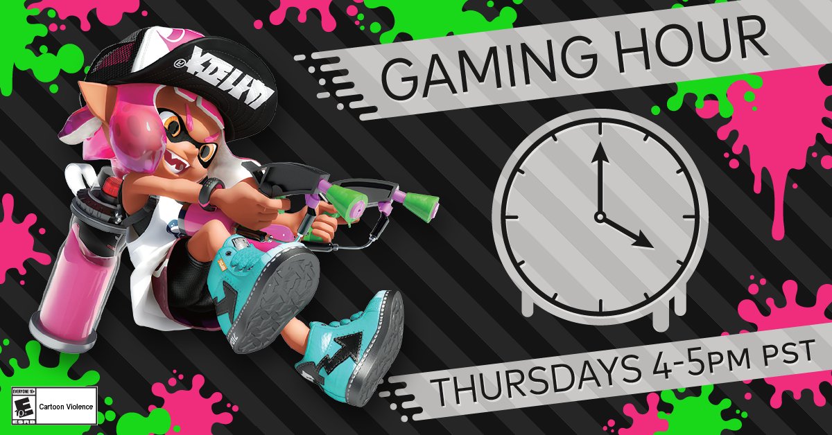 NintendoCanada's tweet photo. Even if you haven't bought #Splatoon2 you can still take part in this week's Gaming Hour. Download the Special Demo from Nintendo eShop before 5/6 and receive a 7-day #NintendoSwitchOnline trial! Who will you splat in this week's #GamingHour? https://t.co/zC7I2yeYpw https://t.co/iJTCgLu46v
