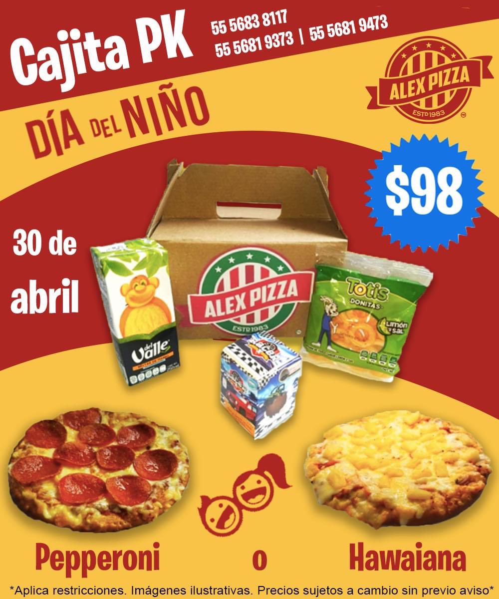 AlexPizzaMx's tweet photo. ¡FELIZ DÍA DEL NIÑO! 👦

En Alex Pizza, les traemos la "Cajita PK" para celebrar a los más chicos de la familia. Solo por hoy. ¡Pide la tuya! 🍕

Servicio a domicilio
📞 55 5683 8117 | 55 5681 9373 | 55 5681 9473 | 55 5035 9924

#pizza #pizzeria #felizdiadelniño #cdmx #DiaDelNiño https://t.co/orx7HDWaxs