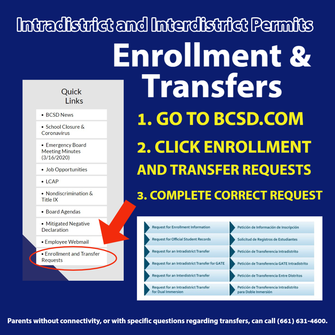 Questions about Enrollment &amp; Transfers?  Please see below. #TeamBCSD #BCSDLearns