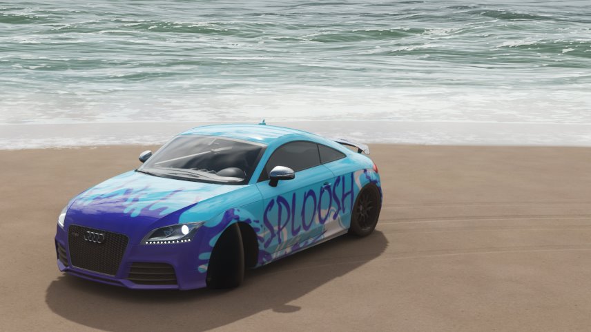 UndergradLoki's tweet photo. Made a Sploosh Gaming car wrap in Forza Horizon 4 for my Audi TT RS to celebrate me joining @SplooshGaming https://t.co/ei2yz7EJod