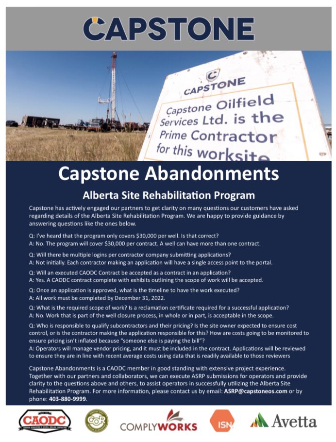 CapstoneCanada's tweet photo. We have been flat out since Friday helping our customers get answers on this program. As a #CAODC member, we have been honored to have the leadership there advocate for this program and provide us access to the department for direct answers. Please reach out to us, we can help. https://t.co/wRp1HuboAG