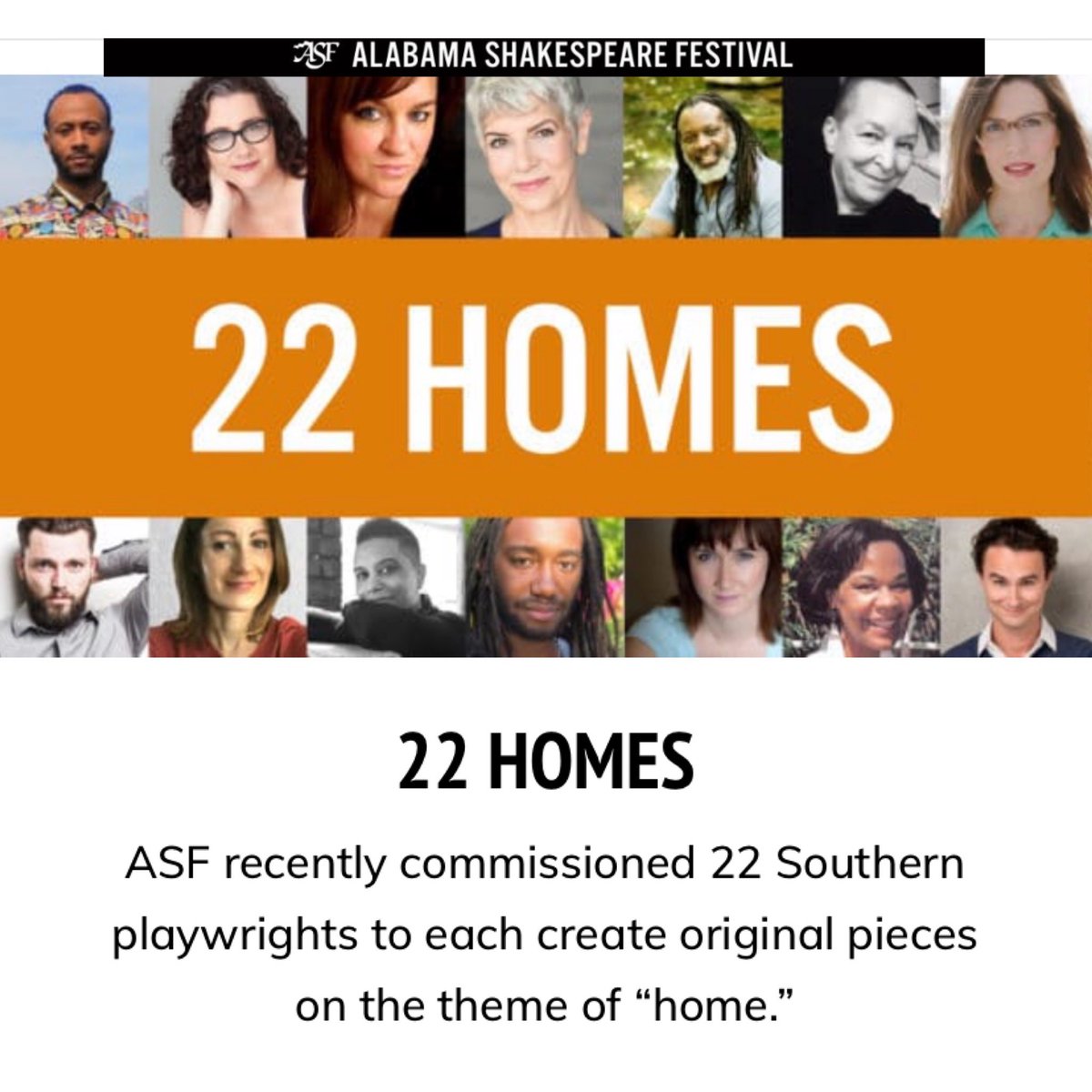 🏡 Over the last several weeks, many of us are becoming increasingly acquainted with our homes, producing a range of emotions. The Alabama Shakespeare Festival has commissioned 22 southern playwrights to create original monologues on that very subject. asf.net/22-homes/