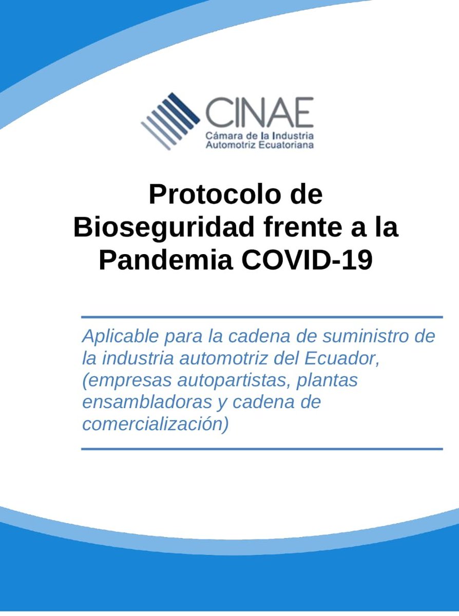 La #IndustriaAutomotrizEc trabaja con altos estándares de seguridad industrial. Toda la cadena productiva está reparada para una #ReactivaciónSegura. <a href="/CinaeEc/">CINAE</a> presentó su protocolo de Bioseguridad para empresas autopartistas, plantas ensambladoras y cadena de comercialización.