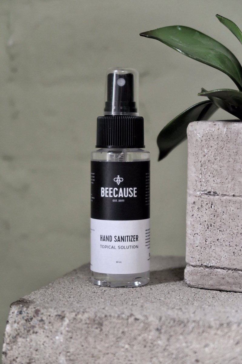 BEECAUSE's tweet photo. BEECAUSE is currently manufacturing hand sanitizer at our FDA-registered Hive - AVAILABLE MAY.

To ensure equal access to sanitizer products, there will be an order quantity limit, per order. 

Please join our mailing list, or email hello@thinkbeecause.com, for release date. https://t.co/OBFjYsjcVx