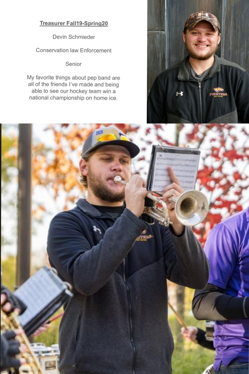 uwsppepband's tweet photo. We are saying goodbye to our outgoing Executive Board members this week ! Today's outgoing Executive  Board Member is Devin Schmieder ! https://t.co/179GzIFVSH