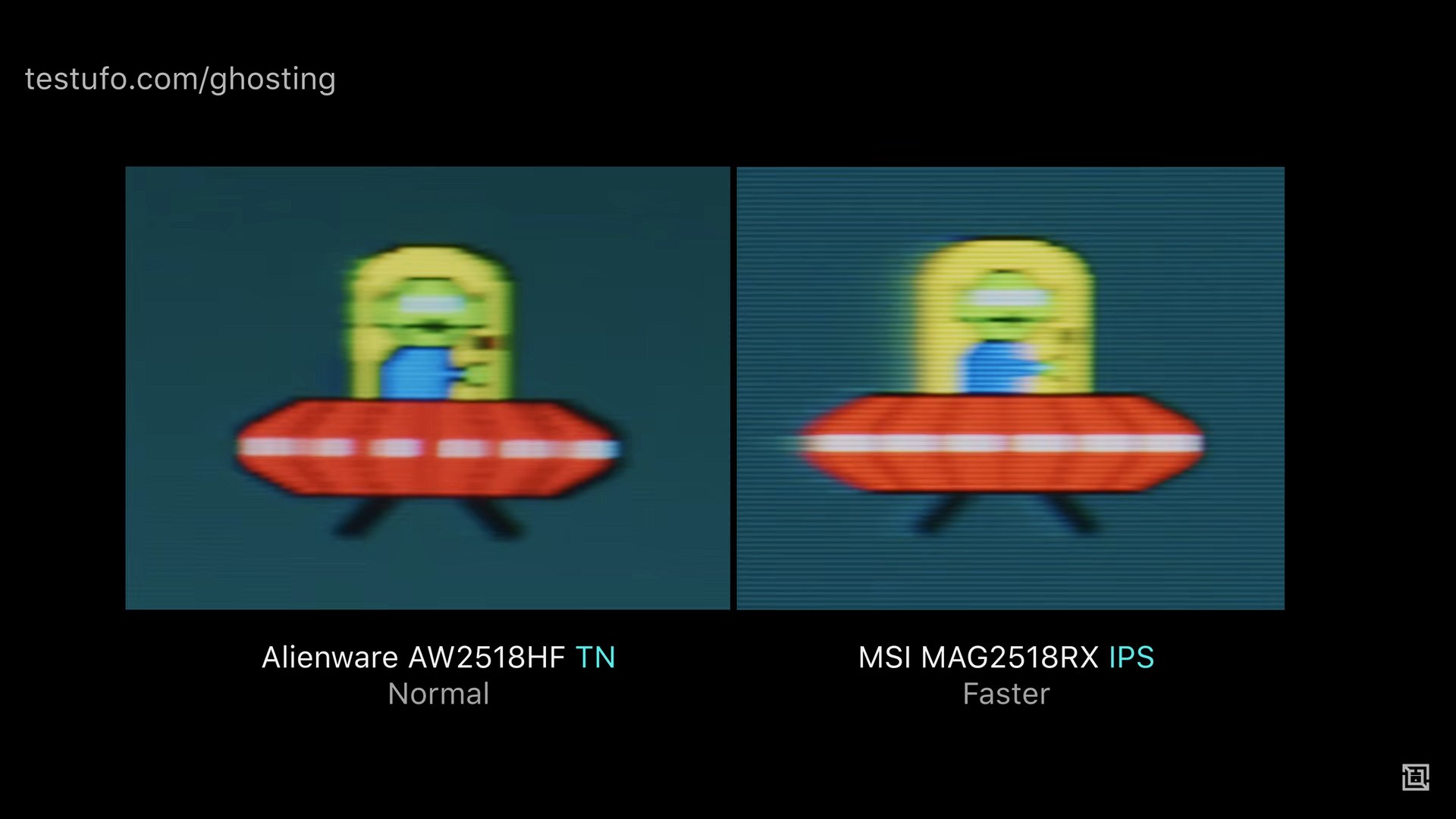 Gouki1 Tftcentral Pcmonitors Blurbusters T Co Ykvkz7vcht Here S One Even Better Shot Between 240hz Tn Vs Ips It S Aw2518hf Vs Mag251rx With Same Size Very Fair Clearly Tn Is Superior Better Tn